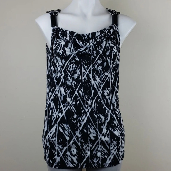 Kenneth Cole Black & White Draped Front Tank Top - Picture 2 of 12